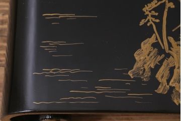 アンティーク雑貨　大正昭和初期　金蒔絵木製巻花台(漆器梨地)(R-041281)