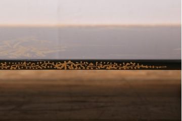 アンティーク雑貨　大正昭和初期　金蒔絵木製巻花台(漆器梨地)(R-041281)
