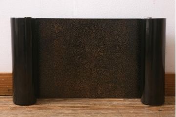 アンティーク雑貨　大正昭和初期　金蒔絵木製巻花台(漆器梨地)(R-041281)