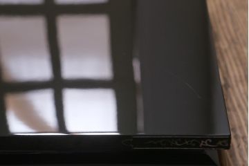 アンティーク雑貨　昭和初期　螺鈿細工　木製花台(漆器平卓)(R-041282)