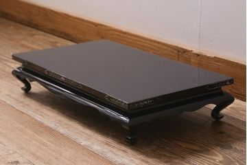 アンティーク雑貨　昭和初期　螺鈿細工　木製花台(漆器平卓)(R-041282)