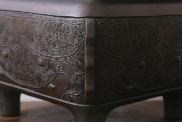 アンティーク雑貨　明治期　古銅耳付火鉢(中国香炉)(R-041283)