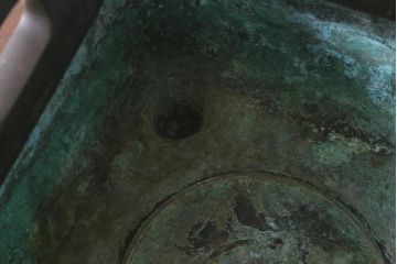 アンティーク雑貨　明治期　古銅耳付火鉢(中国香炉)(R-041283)