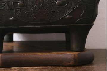 アンティーク雑貨　明治期　古銅耳付火鉢(中国香炉)(R-041283)