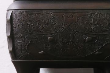 アンティーク雑貨　明治期　古銅耳付火鉢(中国香炉)(R-041283)