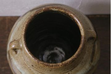 人間国宝　島岡達三　地釉流文壺(共箱)(R-041287)