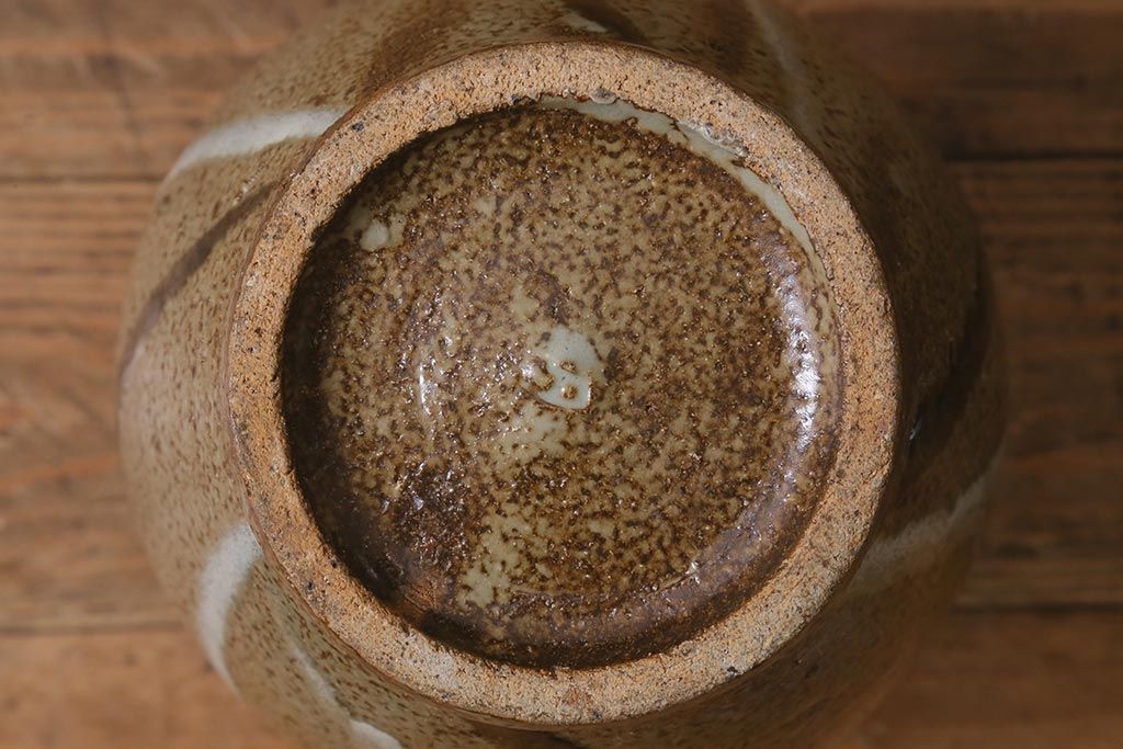 人間国宝　島岡達三　地釉流文壺(共箱)(R-041287)