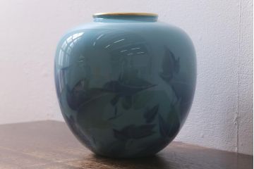 中古　深川製磁　色絵彩磁花瓶(R-041288)