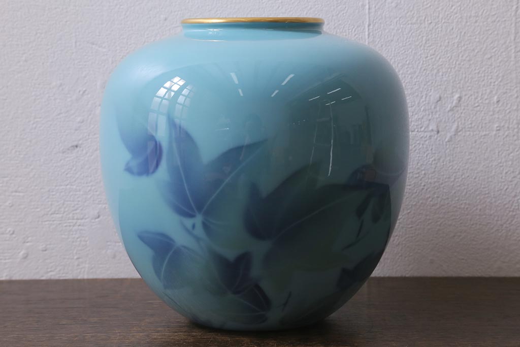 中古　深川製磁　色絵彩磁花瓶(R-041288)