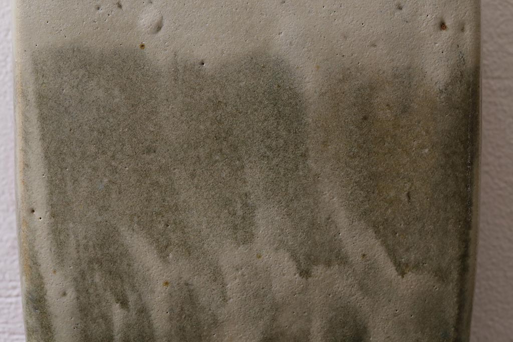 人間国宝　濱田庄司(浜田庄司)　掛合釉扁壷(共箱)(R-041291)