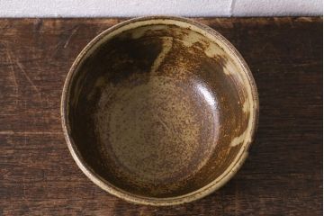 益子焼　人間国宝　島岡達三作　地釉象嵌縄文茶碗(和食器)(R-041295)