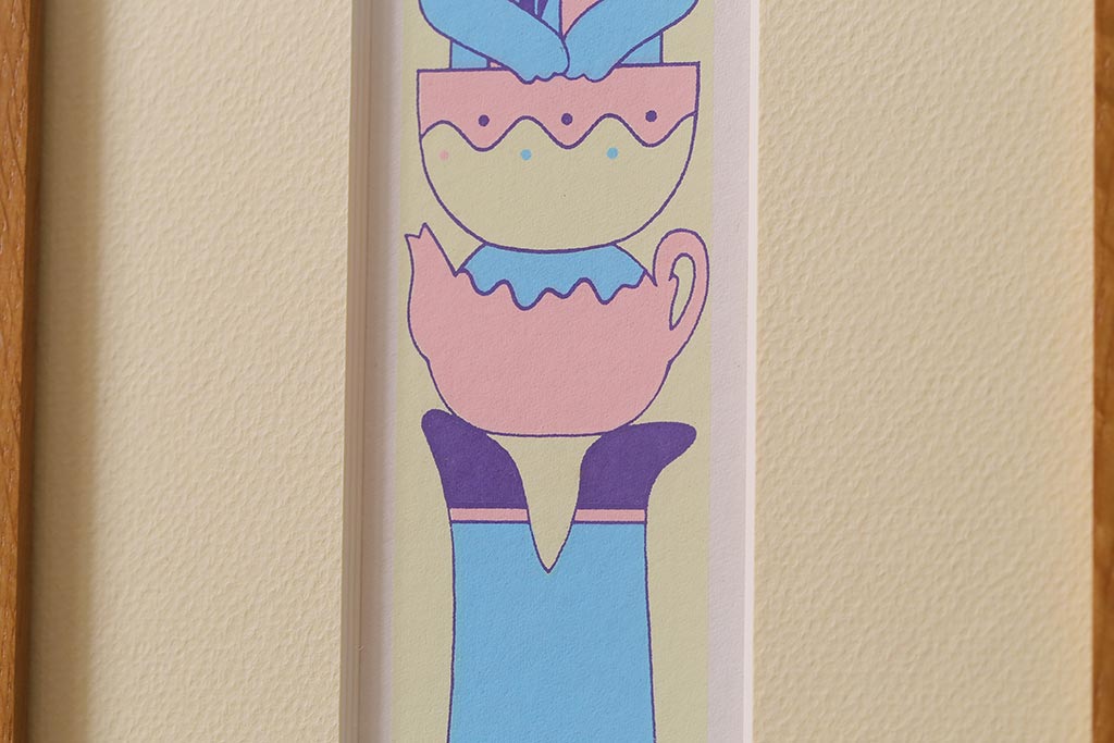 1994年　リトグラフ　な・7　サイン有り　2/50　猫3匹・ティーカップ・魚(R-041297)