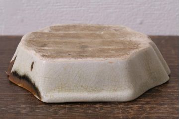 アンティーク雑貨　江戸明治期　時代物　古い美濃焼　大極図　変形皿3枚セット(和食器)(R-041304)