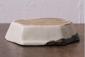 アンティーク雑貨　江戸明治期　時代物　古い美濃焼　大極図　変形皿2枚セット(和食器)(R-041305)