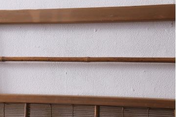 アンティーク建具　昭和中期　腰板桑材　渋みのある色味が素敵な御簾戸2枚セット(簾戸、簀戸、葭戸、夏障子、夏戸、葦戸)(R-041316)