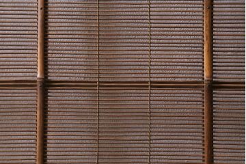 アンティーク建具　昭和中期　腰板桑材　渋みのある色味が素敵な御簾戸2枚セット(簾戸、簀戸、葭戸、夏障子、夏戸、葦戸)(R-041316)