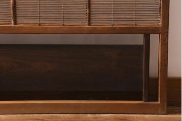 アンティーク建具　昭和中期　腰板桑材　渋みのある色味が素敵な御簾戸2枚セット(簾戸、簀戸、葭戸、夏障子、夏戸、葦戸)(R-041316)