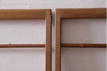 アンティーク建具　昭和中期　腰板桑材　渋みのある色味が素敵な御簾戸4枚セット(簾戸、簀戸、葭戸、夏障子、夏戸、葦戸)(R-041317)