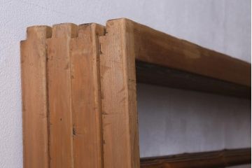 アンティーク建具　昭和中期　腰板桑材　渋みのある色味が素敵な御簾戸4枚セット(簾戸、簀戸、葭戸、夏障子、夏戸、葦戸)(R-041317)