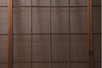 アンティーク建具　昭和中期　腰板桑材　渋みのある色味が素敵な御簾戸4枚セット(簾戸、簀戸、葭戸、夏障子、夏戸、葦戸)(R-041317)