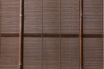 アンティーク建具　昭和中期　腰板桑材　渋みのある色味が素敵な御簾戸4枚セット(簾戸、簀戸、葭戸、夏障子、夏戸、葦戸)(R-041317)