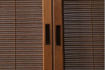 アンティーク建具　昭和中期　腰板桑材　渋みのある色味が素敵な御簾戸4枚セット(簾戸、簀戸、葭戸、夏障子、夏戸、葦戸)(R-041317)