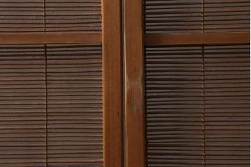 アンティーク建具　昭和中期　腰板桑材　渋みのある色味が素敵な御簾戸4枚セット(簾戸、簀戸、葭戸、夏障子、夏戸、葦戸)(R-041317)