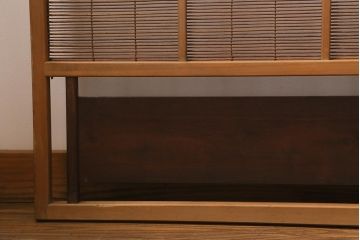 アンティーク建具　昭和中期　腰板桑材　渋みのある色味が素敵な御簾戸4枚セット(簾戸、簀戸、葭戸、夏障子、夏戸、葦戸)(R-041317)