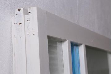 アンティーク建具　昭和中期　ペイント　色ガラス・銀モールガラス　爽やかなカラーが目を引くガラス戸2枚セット(引き戸、建具)(R-041320)