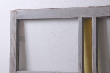 アンティーク建具　昭和初期　ペイント　色ガラス・モールガラス　色ガラスがレトロなガラス戸2枚セット(引き戸、建具)(R-041321)