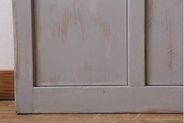 アンティーク建具　昭和初期　ペイント　色ガラス・モールガラス　色ガラスがレトロなガラス戸2枚セット(引き戸、建具)(R-041321)