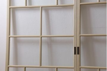 アンティーク建具　昭和初期　当店オリジナルガラス　花菱模様　ナチュラルスタイルの空間におすすめなガラス戸2枚セット(引き戸、建具)(R-041322)