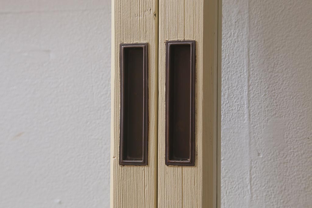 アンティーク建具　昭和初期　当店オリジナルガラス　花菱模様　ナチュラルスタイルの空間におすすめなガラス戸2枚セット(引き戸、建具)(R-041322)