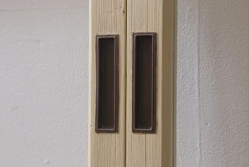 アンティーク建具　昭和初期　当店オリジナルガラス　花菱模様　ナチュラルスタイルの空間におすすめなガラス戸2枚セット(引き戸、建具)(R-041322)