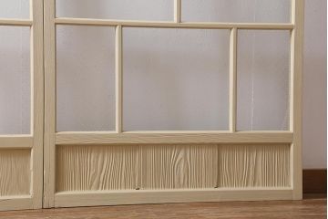 アンティーク建具　昭和初期　当店オリジナルガラス　花菱模様　ナチュラルスタイルの空間におすすめなガラス戸2枚セット(引き戸、建具)(R-041322)