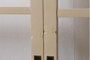 アンティーク建具　昭和初期　当店オリジナルガラス　花菱模様　ナチュラルスタイルの空間におすすめなガラス戸2枚セット(引き戸、建具)(R-041322)