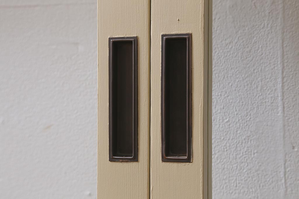 アンティーク建具　昭和初期　当店オリジナルガラス　花菱模様　ナチュラルスタイルの空間におすすめなガラス戸2枚セット(引き戸、建具)(R-041322)