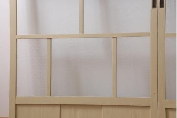 アンティーク建具　昭和初期　当店オリジナルガラス　花菱模様　ナチュラルスタイルの空間におすすめなガラス戸2枚セット(引き戸、建具)(R-041322)