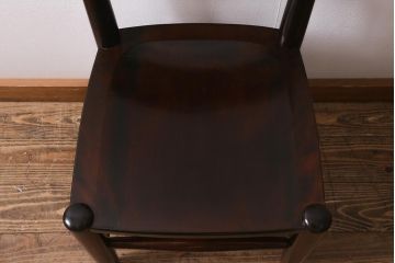 中古　松本民芸家具　シックで上品な佇まいが魅力のラダーバックチェア(ダイニングチェア、椅子)(R-041324)