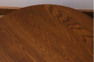 アンティーク家具　昭和初期　栓材　温かみのある木味が魅力のレトロな丸ちゃぶ台(折りたたみテーブル、座卓、ローテーブル)(R-041330)