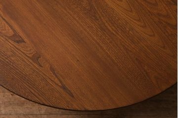 アンティーク家具　昭和初期　栓材　温かみのある木味が魅力のレトロな丸ちゃぶ台(折りたたみテーブル、座卓、ローテーブル)(R-041330)