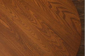 アンティーク家具　昭和初期　栓材　温かみのある木味が魅力のレトロな丸ちゃぶ台(折りたたみテーブル、座卓、ローテーブル)(R-041330)