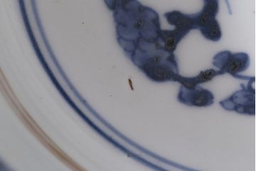 アンティーク雑貨　江戸期　古伊万里　蛸唐草窓絵深皿(色絵深鉢、和食器)(R-041333)