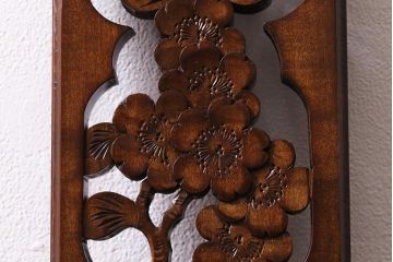 中古　伝統工芸　軽井沢彫り　桜の彫刻が魅力の小物セット(小皿3枚、キーフック)(R-041334)
