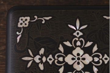 アンティーク雑貨　骨董　古美術　螺鈿細工　たばこ盆セット(煙草盆、灰皿、ケース、トレー)(R-041335)