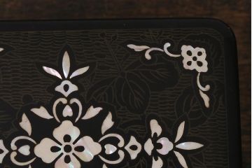 アンティーク雑貨　骨董　古美術　螺鈿細工　たばこ盆セット(煙草盆、灰皿、ケース、トレー)(R-041335)