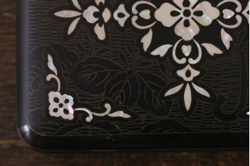 アンティーク雑貨　骨董　古美術　螺鈿細工　たばこ盆セット(煙草盆、灰皿、ケース、トレー)(R-041335)