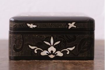 アンティーク雑貨　骨董　古美術　螺鈿細工　たばこ盆セット(煙草盆、灰皿、ケース、トレー)(R-041335)