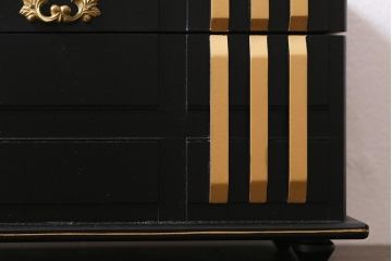 ヴィンテージ雑貨　箱付き　PASSED JGIA　アンバーガラスのデキャンタとショットグラスのセット(酒器、オルゴール、ビンテージ)(R-041336)