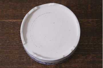 アンティーク雑貨　大正期　松に唐子文　染付深皿(鉢、和食器)(R-041337)